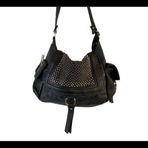 Joes soft Genuine Leather studded crossbody bag